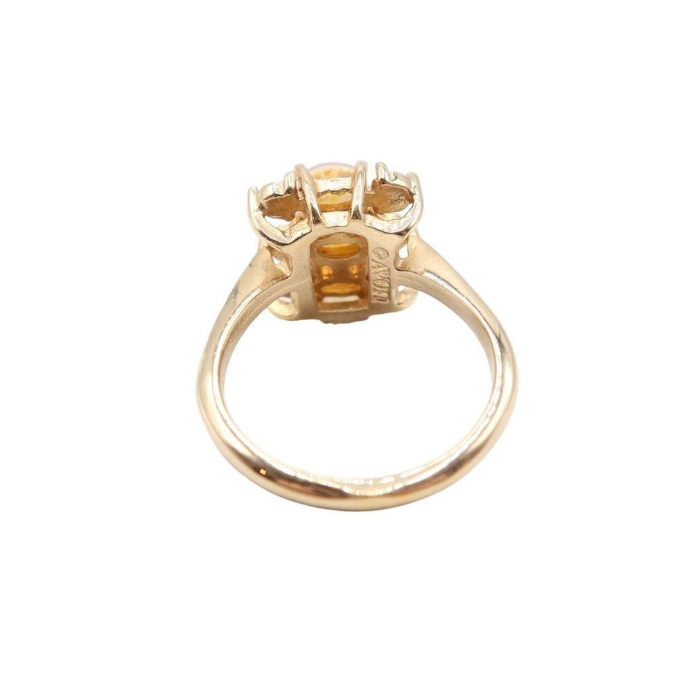 Vintage AVON Faux Opal & Rhinestone Cocktail Statement Gold Tone Ring Size 6.75 - Picture 3 of 8